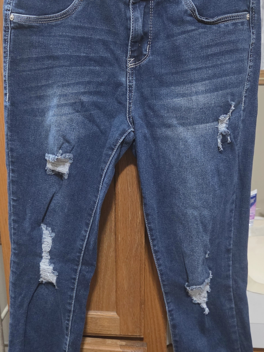Wallflower Dark Blue Distressed Skinny Jeans - Size 9 Short